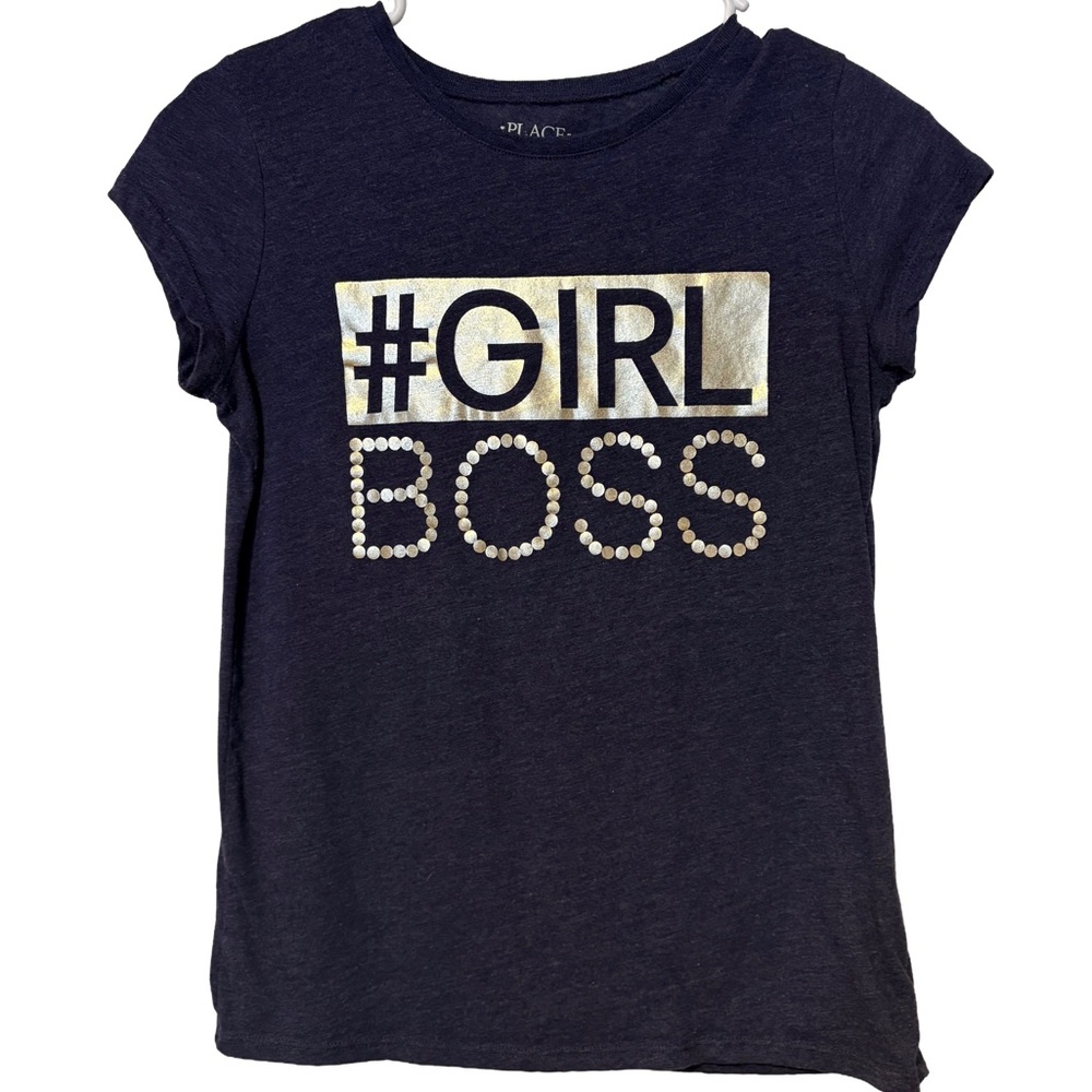 The Children’s Place Navy and Gold #GIRL BOSS Tee Size 14